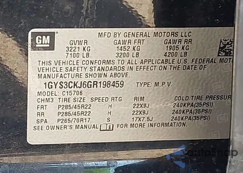 2016 Cadillac Escalade Premium Collection z USA, uszkodzony, nr VIN 1GYS3CKJ6GR198459